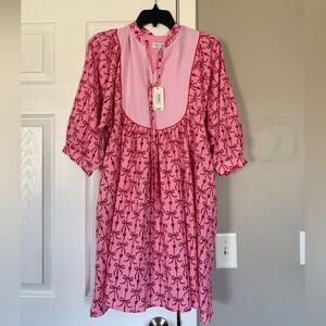 Simply Southern Pink Red Bow Midi Dress NEW NWT